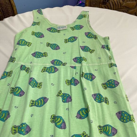 Fresh Produce VTG Green Fish Dress Size Medium - Picture 4 of 6